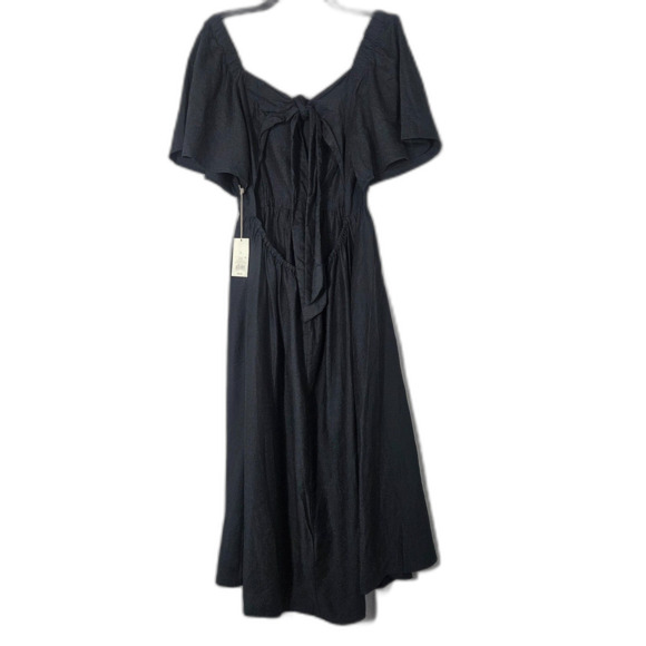 New Black Midi Dress L A New Day Whimseygoth Flutter Sleeves open Back Cottage - Picture 3 of 4
